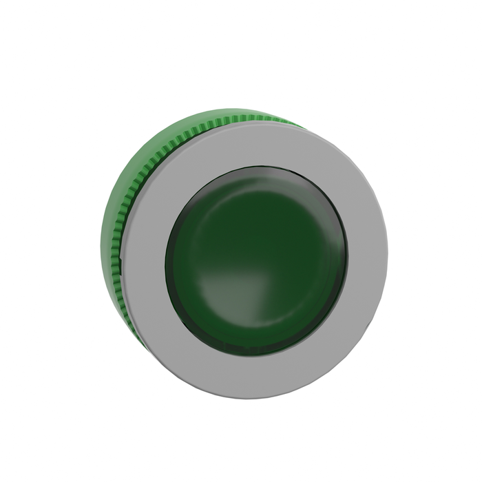 ZB5FV033C0 - Head for pilot light, Harmony XB5, grey bezel, green, 30mm, universal LED, plain lens