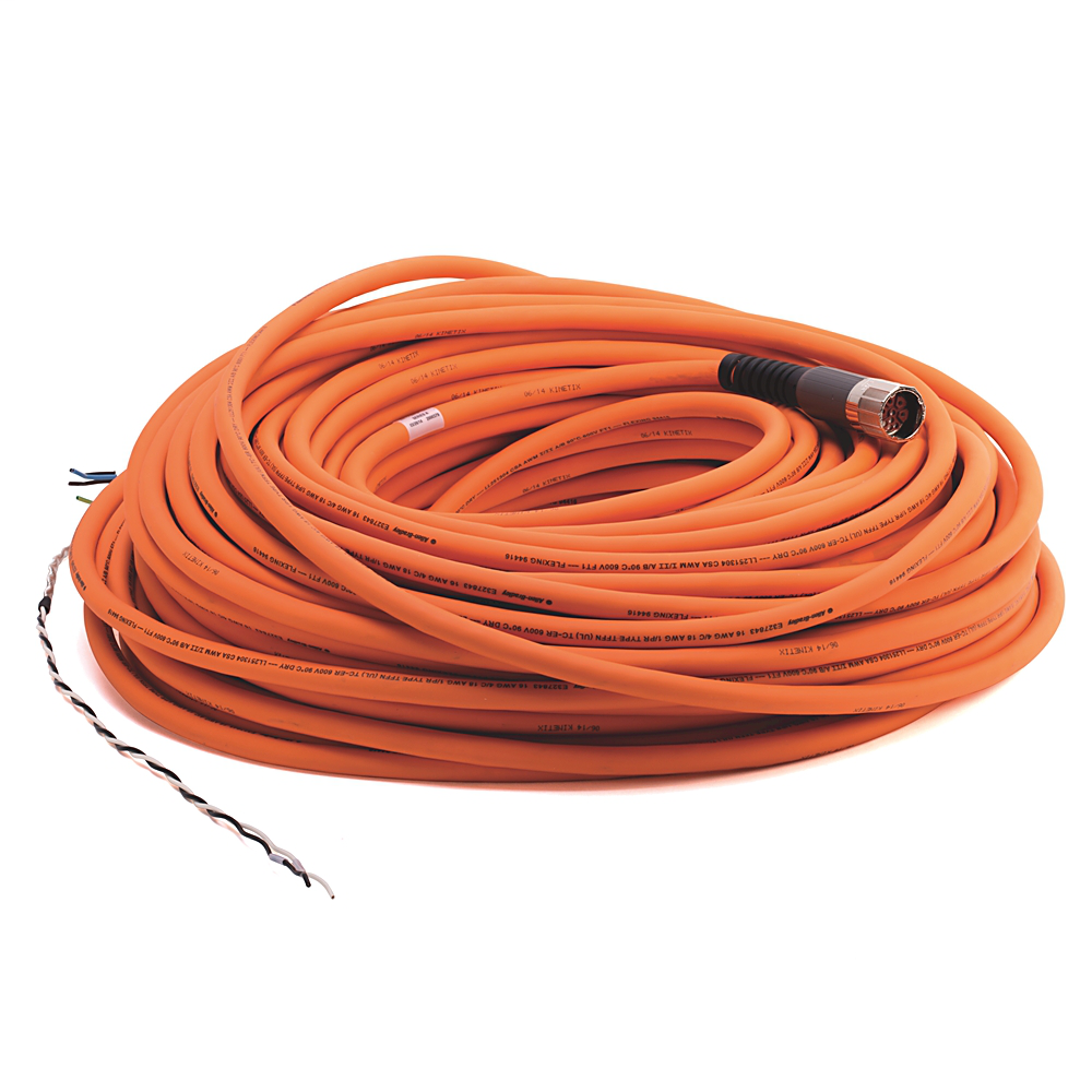 2090-CPBM7DF-16AF60 - Cable SpeedTEC, alimentación de motor con cables de freno, conector DIN SpeedTec, extremo de accionamiento, cable flotante, 16 AWG, continuo flexible, 60 metros