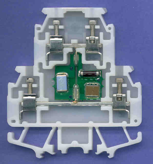 1492-HM2K120 - 1492-H Finger-Safe Terminal Blocks, H-Block,Double Circuit Surge Suppressor Block, Code 2,120V AC/DC Surge Suppressor, #30 - #12 AWG, White,No Bulk Pack (Single Block)