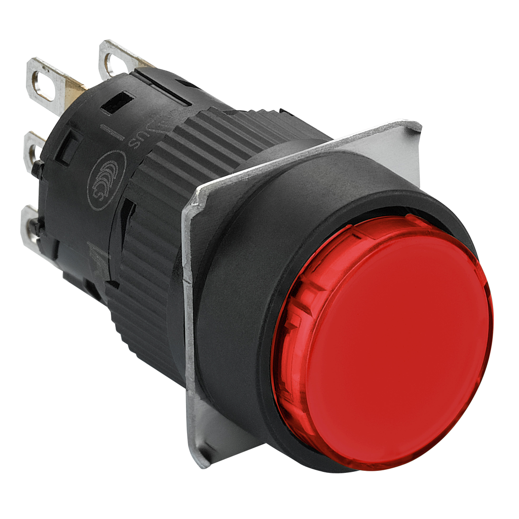 XB6EAW4B1P - Illuminated monolithic push button, Harmony XB6E, round red flush, 16mm, spring return, 24V DC, 1CO