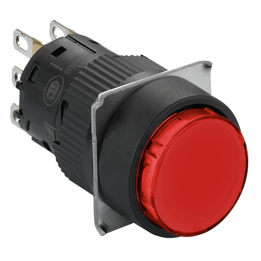 XB6EAW4B1P - Illuminated monolithic push button, Harmony XB6E, round red flush, 16mm, spring return, 24V DC, 1CO
