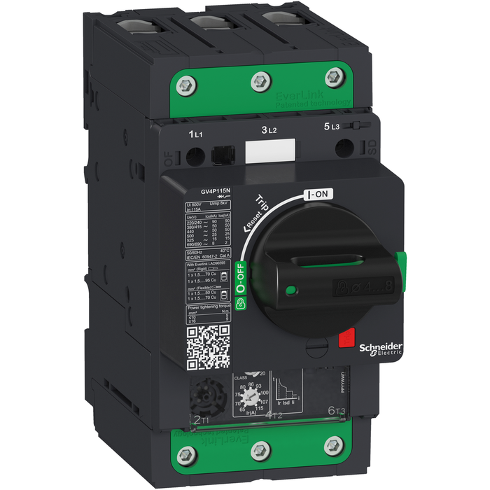 GV4P115N - Motor circuit breaker, TeSys GV4, 3P, 115A, Icu 50kA, thermal magnetic, Everlink terminals (Qty. 3)