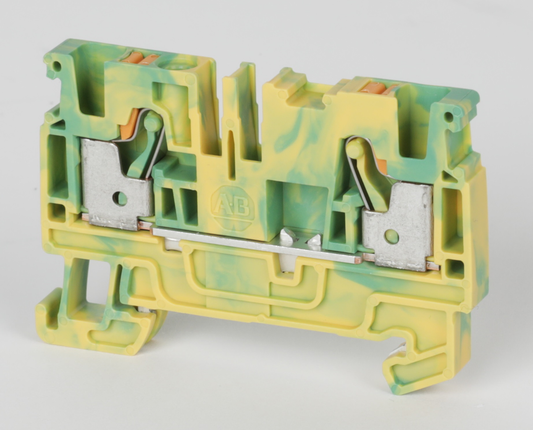 1492-PG4 - Bloques de terminales a presión 1492-P, 4 mm² (AWG 26 - AWG 10), no aplicable, bloque de conexión a tierra, un solo nivel, 1 punto en cada lado por circuito