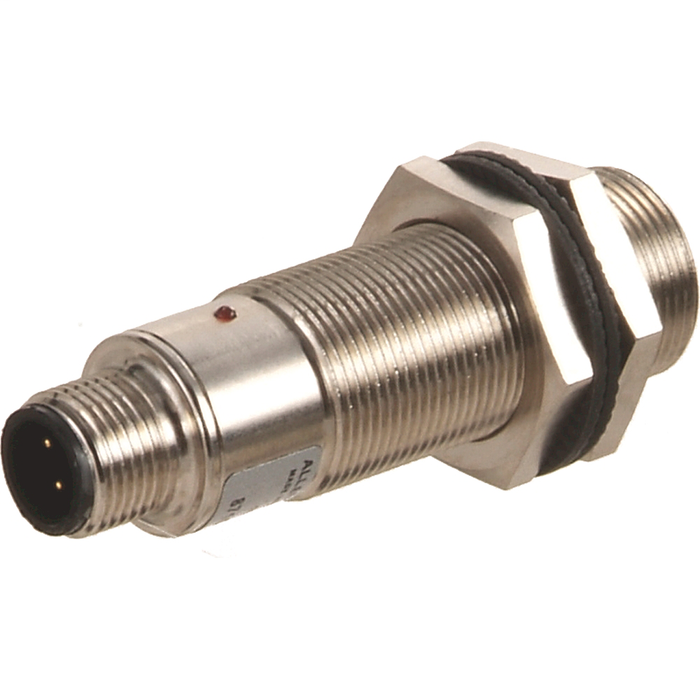 871C-DT4NP12-D4 - 871C, 3-Wire DC Extended Temperature, Tubular:Nickel Plated Brass, Extended Temperature, 4mm Sensing Distance, N.O., Source (PNP) Output, Micro QD (DC)