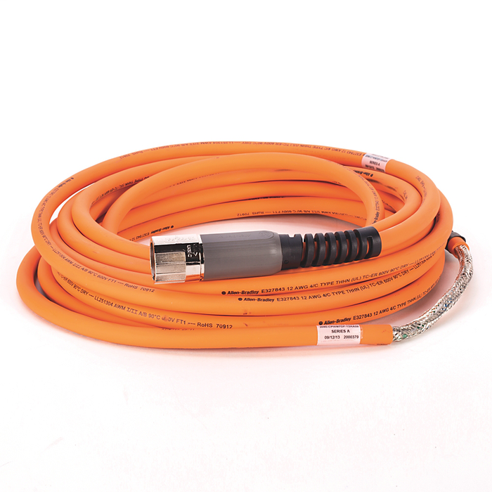 2090-CPWM7DF-12AA09 - SpeedTEC Cable, Motor Power Only, SpeedTec DIN Connector, Drive-end, Flying-lead, 12 AWG, Standard (Non-Flex), 9 Meters