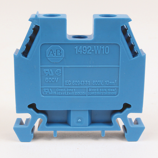 1492-W10-B - Bloque de terminales IEC 1492-W, bloques de paso ahorradores de espacio, 10 mm (# 22 AWG - # 8 AWG), bloque de terminales de circuito único, azul