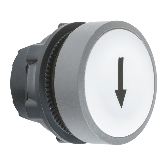 ZB5AA334C0 - Push button head, Harmony XB5, plastic, flush, white, 22mm, spring return, marked UP ARROW, grey bezel