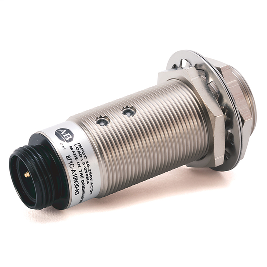 871C-A5N18-N3 - 871C, 2 cables CA, completo, tubular: latón niquelado, rectangular, estándar, distancia de detección de 5 mm, salida NA, mini conector rápido