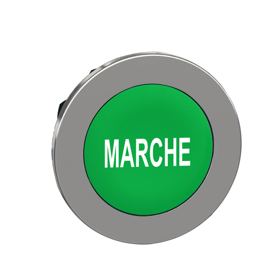 ZB4FA342 - Cabezal para pulsador no iluminado, Harmony XB4, tapas de empotrar verdes, pulsador blanco marcado marcha
