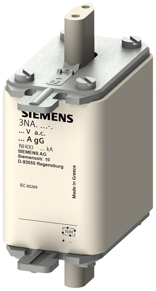3NA3830-7 - FUSIBLE, LV HRC, 100 A, 500 V CA, tamaño 00