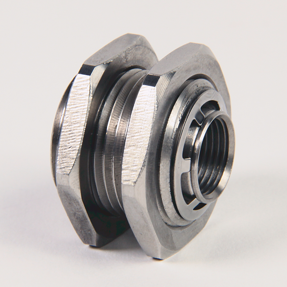 871A-BXS12 - Soporte de montaje con resorte de retorno, acero inoxidable, diámetro de 12 mm, rosca M22 x 1,5