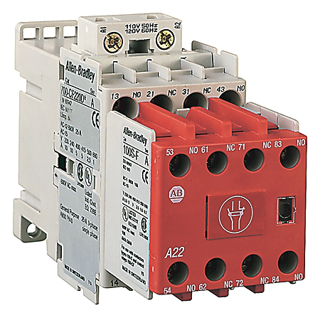 700S-CF440EJC - Safety Control Relay, 8 Pole, 3 N.O. / 1 N.C. Base, 1 N.O. / 3 N.C. Auxiliary, 24V DC (w/Elec. Coil)