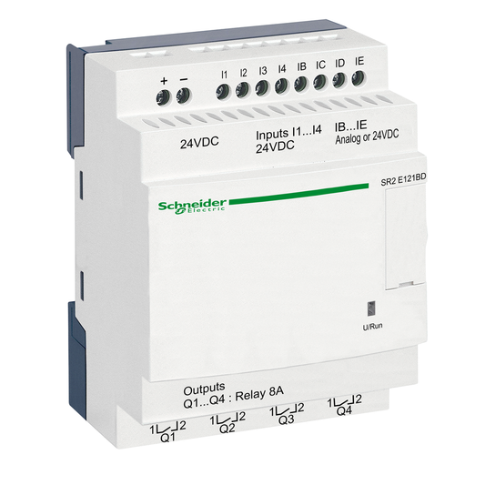 SR2E121BD - compact smart relay, Zelio Logic SR2 SR3, 12 IO, 24V DC, clock, no display
