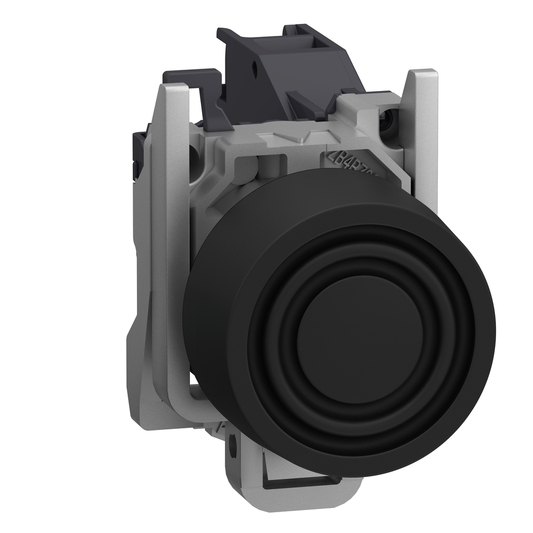 XB4BPS21GEX - Complete push button, Harmony XB4 - ATEX D, black projecting with boot, metal, 22mm, spring return, 1NO