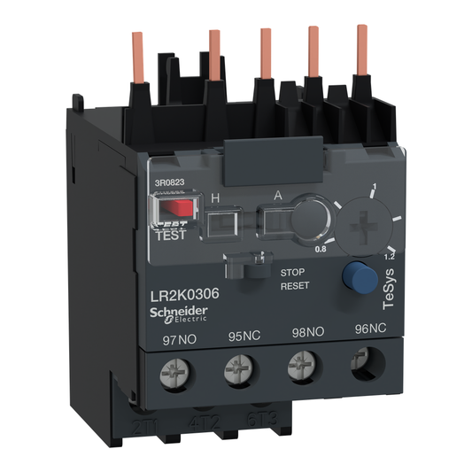 LR2K0306 - Relés de sobrecarga térmica diferencial, TeSys K, 0,8 a 1,2 A, clase 10A