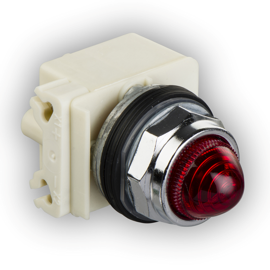 9001KP40R9 - Pilot light, Harmony 9001K, metal, polycarbonate, domed, red, 30mm, without bulb, 6V