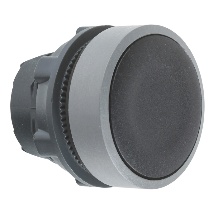 ZB5AA2C0 - Push button head, Harmony XB5, plastic, flush, black, 22mm, spring return, unmarked, grey bezel