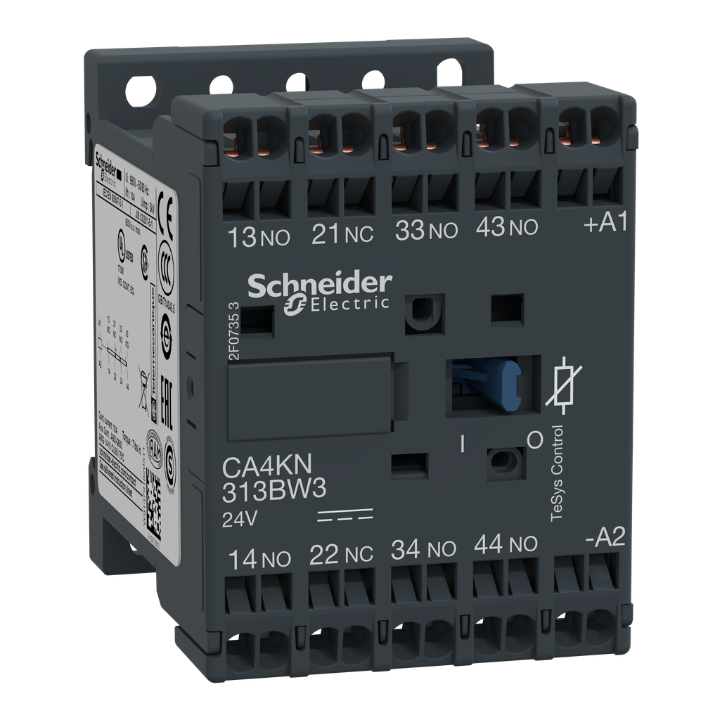 CA4KN313BW3 - Control relay, TeSys K, 3 NO + 1 NC, lt or eq to 690V, 24VDC low consumption coil