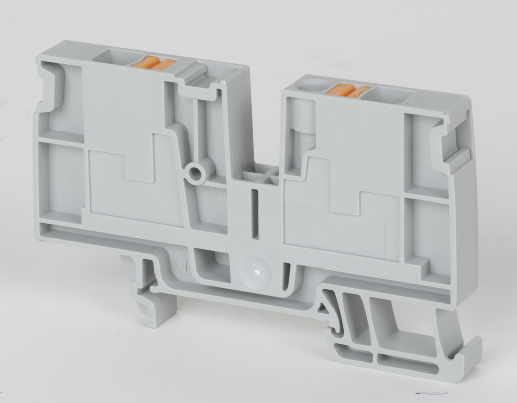 1492-P6D-B - Bloques de terminales a presión 1492-P, 6 mm² (AWG 22 - AWG 8), 38 A, bloque de distribución de paso, un solo nivel, 1 punto en cada lado por circuito
