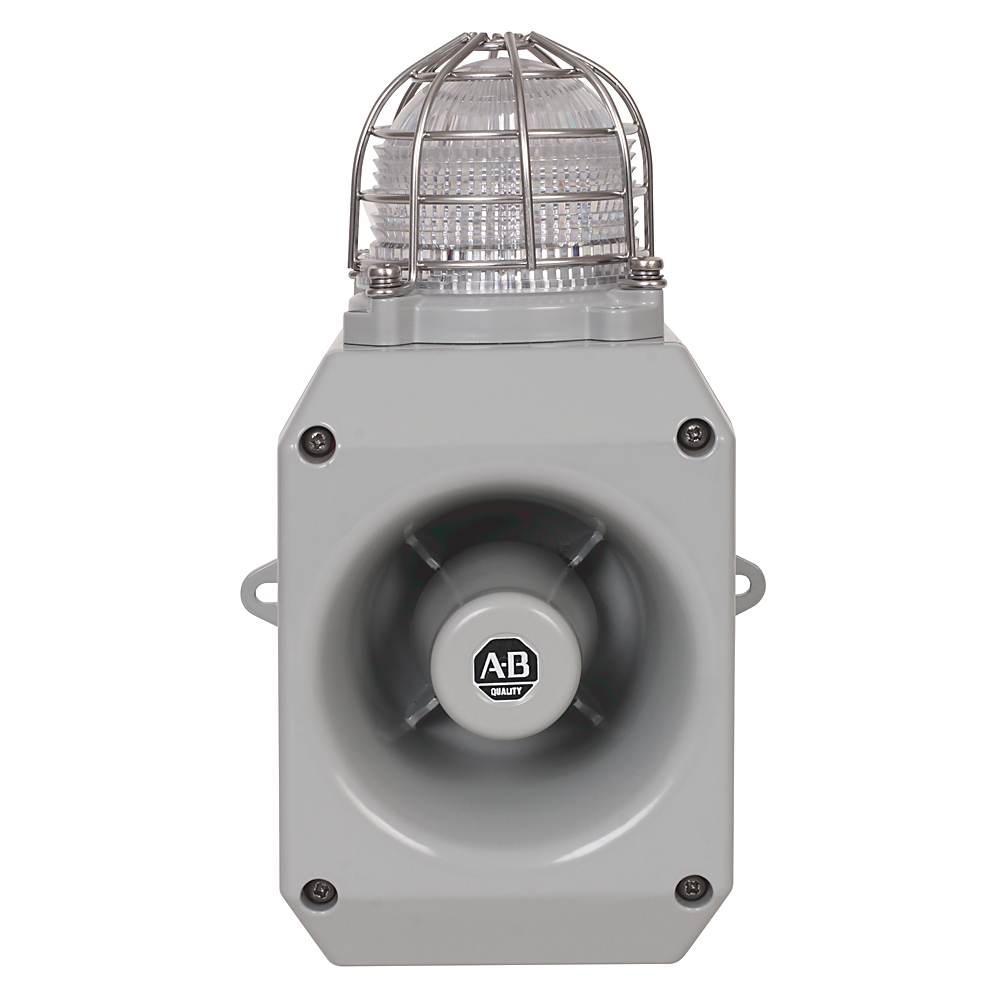 855HM-CGMA10DL5 - 855HM Metal Horn with Beacon, Gray Housing Color, M20x1.5mm Conduit Entry, 120V AC 50/60Hz, 119db Output, LED, Amber