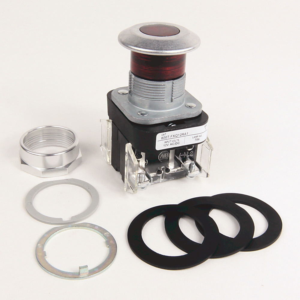 800T-FXQ24XD4 - 30.5mm Type 4/13 2 Pos. PB-Illum., Push-Pull, No Color, Mushrm Hd, Incand., 24V AC/DC, 1 NCLB