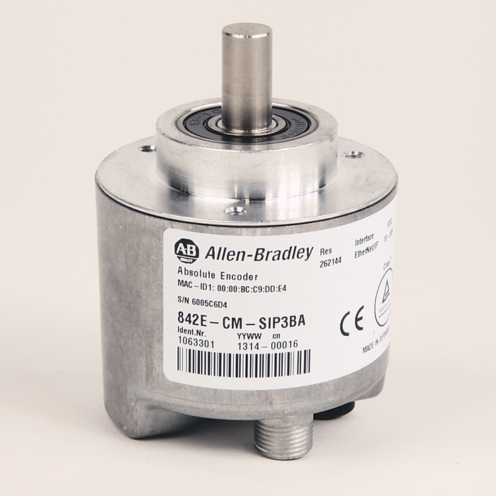 842E-SIP4BA - 842E EtherNet/IP Multi-Turn Encoders, Single-turn (1 turn), Solid shaft 10 mm with flat, M12 connector, 262,144 (18 bit) steps per revolution