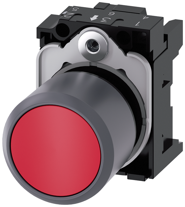 3SU12300EB200AA0 - PUSHBUTTON, MOM, RED, FLUSH, COMPACT