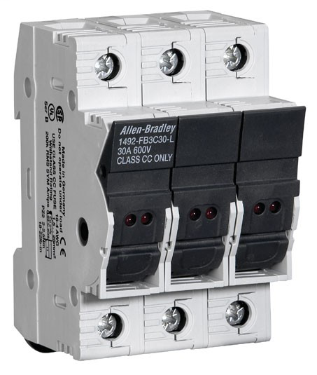 1492-FB3C30-L - 1492-FB Fuse Holder with 3 poles, Class CC Type Fuses, 30A and LED Blown Fuse Indicator, Pkg. Qty. 4