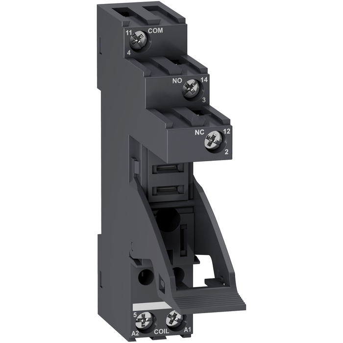 RGZE1S35M - Socket with clamp, Harmony, for RXG1 relays, 10A, screw connectors, separate contact