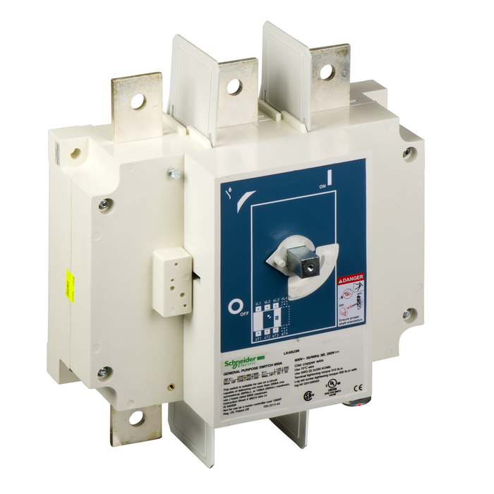 LK4SU3N - Disconnect Switch, TeSys LK, nonfusible, 600A, 600 V, HP rated, 3 pole, rotary handle, up to 200kA SCCR