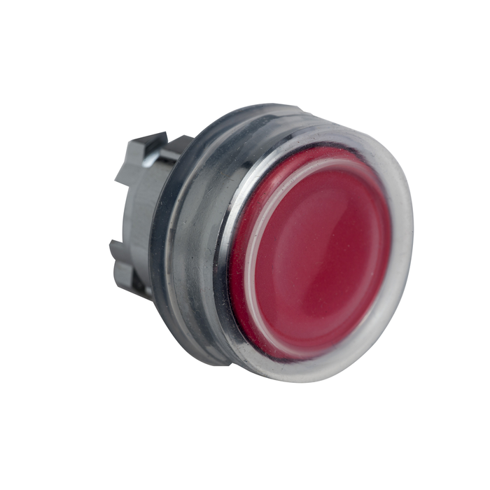 ZB4BP48 - Head for non illuminated push button, Harmony XB4, red flush, 22mm, spring return, clear boot, unmarked