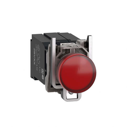 XB4BV5B4 - Pilot light, Harmony XB4,metal, red, 22mm, universal LED, plain lens, 400V AC