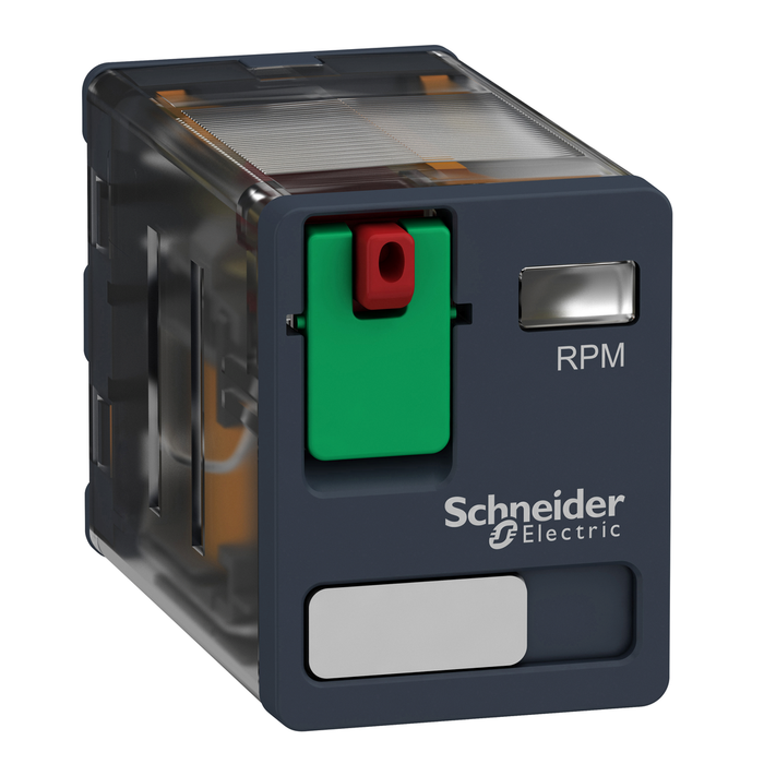 RPM21B7 - plug-in relay, Harmony electromechanical relays, 15A, 2CO, lockable test button, 24V AC