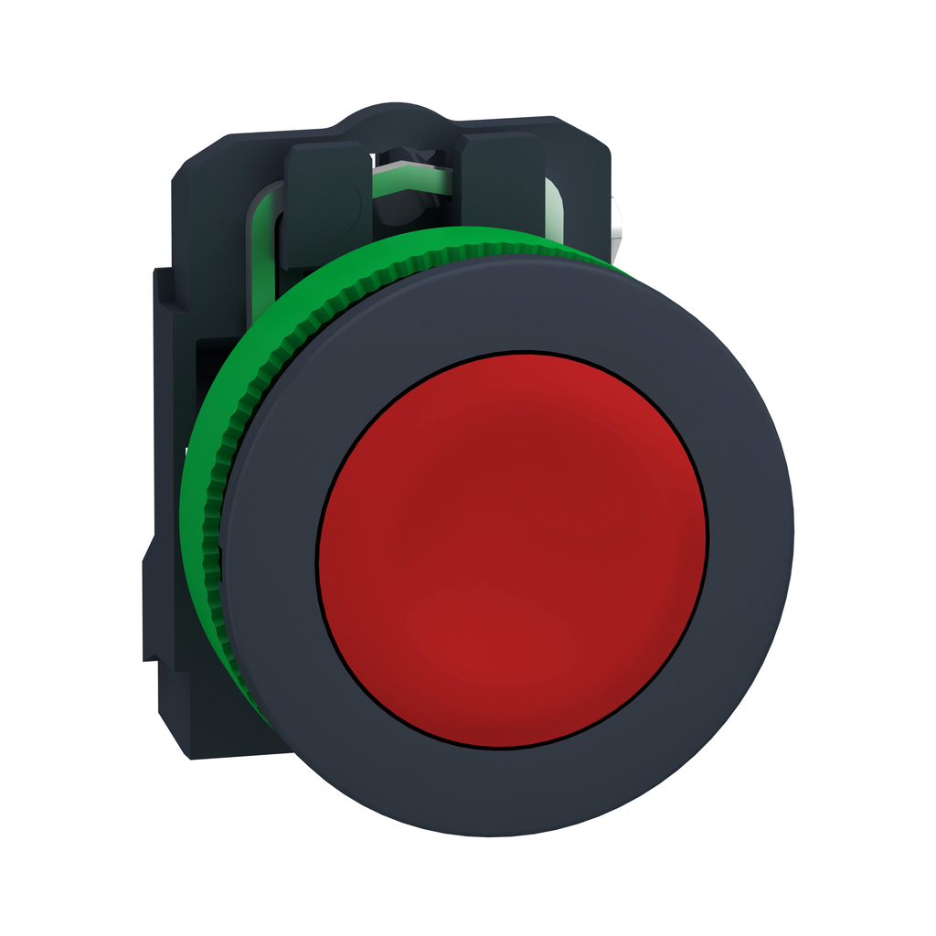 XB5FA42 - Pulsador antimicrobiano de montaje empotrado, Harmony XB5, plástico, rojo, 30 mm, retorno por resorte, sin marcar, 1 NC