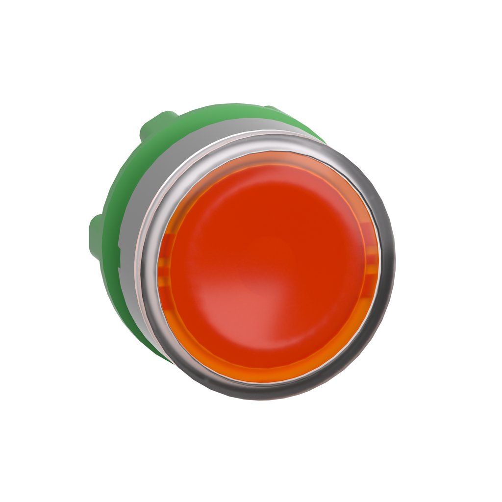 ZB5AW353C0 - Cabezal para pulsador iluminado, Harmony XB5, bisel gris, empotrado naranja, 22 mm, LED universal, retorno por resorte, lente lisa