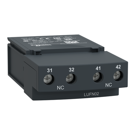 LUFN02 - Contactos auxiliares, TeSys Ultra, 2NC, 250 V CA/CC, estado del polo de potencia, terminal de tornillo