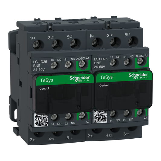 LC2D25BNE - Contactor inversor TeSys Deca - 3P - &lt;= 440 V - 25 A AC-3 - Bobina 24...60 V AC/DC