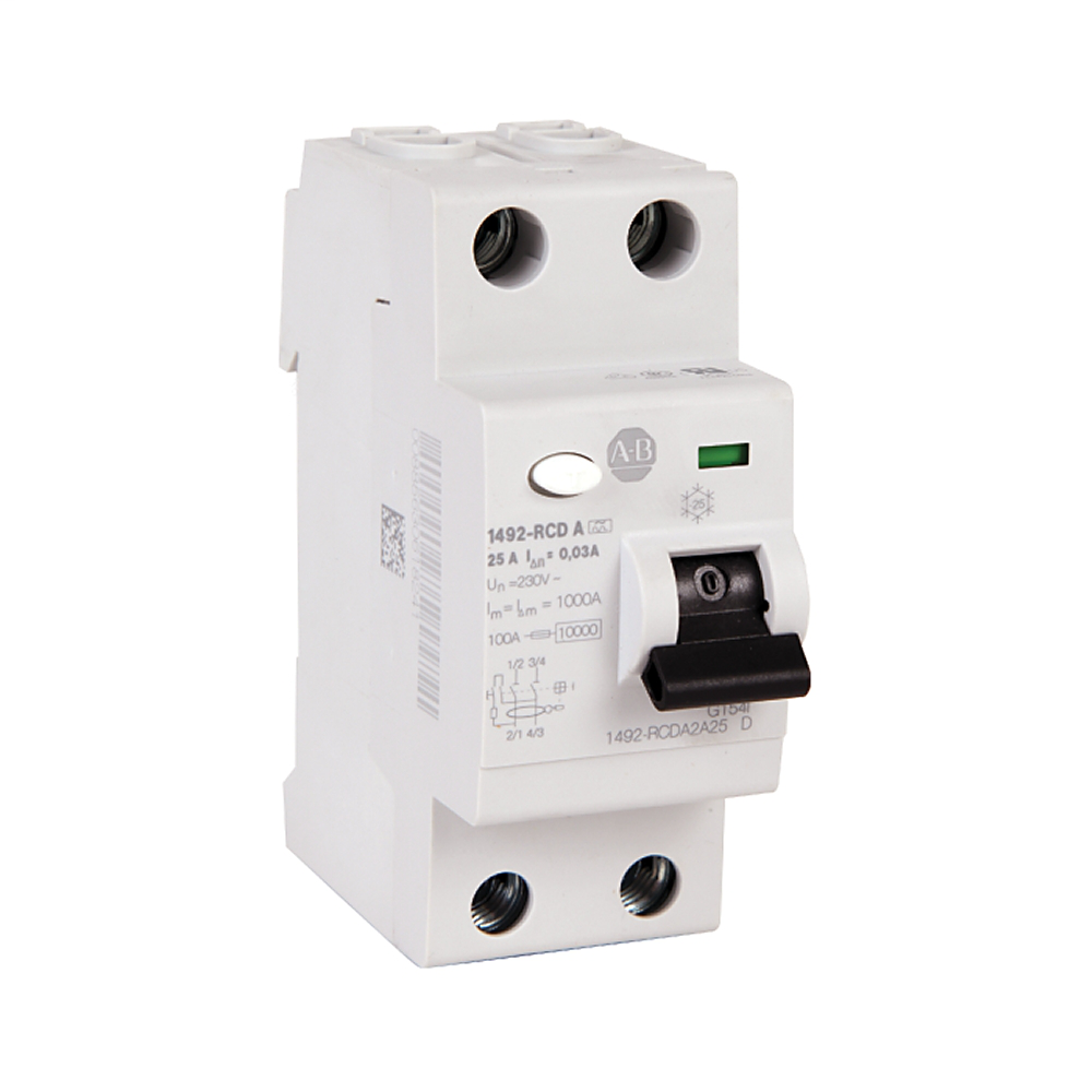 1492-RCDA2B40 - Configuración estándar, 2 polos, sensibilidad de 100 mA, 40 A