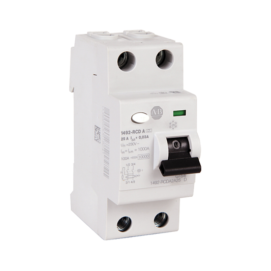 1492-RCDA2B40 - Configuración estándar, 2 polos, sensibilidad de 100 mA, 40 A