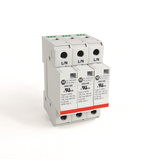 4983 Surge and Filter Protection, Din Rail Mount, UL 1449, 120V, 40kA, 3 Pole Configuration
