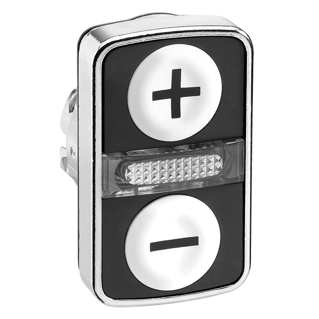 ZB4BW7A1715 - Cabezal para pulsador doble iluminado, Harmony XB4, pulsador rasante blanco/rasante blanco Ø22 mm con marcado