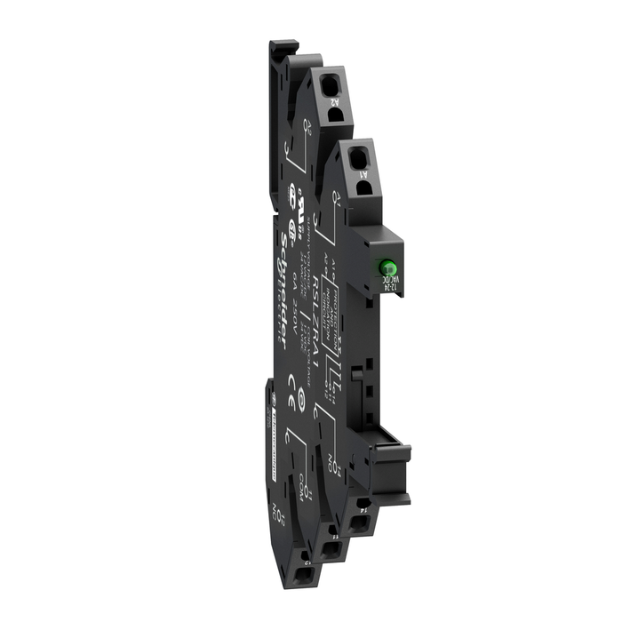 RSLZRA1 - Socket equipped with LED and protection circuit, Harmony, for RSL1 relays, spring terminals, 12...24V AC DC