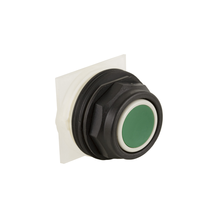 Push-button head, Harmony 9001SK, plastic, flush, green, 30mm, spring return