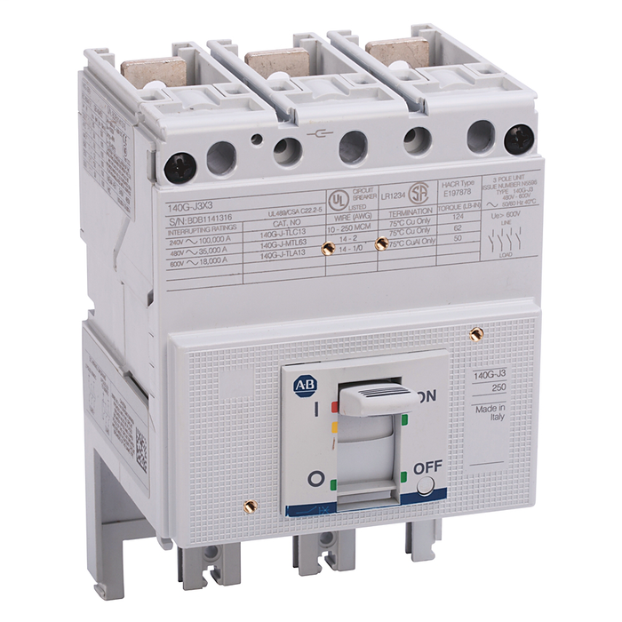 140G-J3X3 - Molded Case Circuit Breaker, 35 kA at 480V, J frame