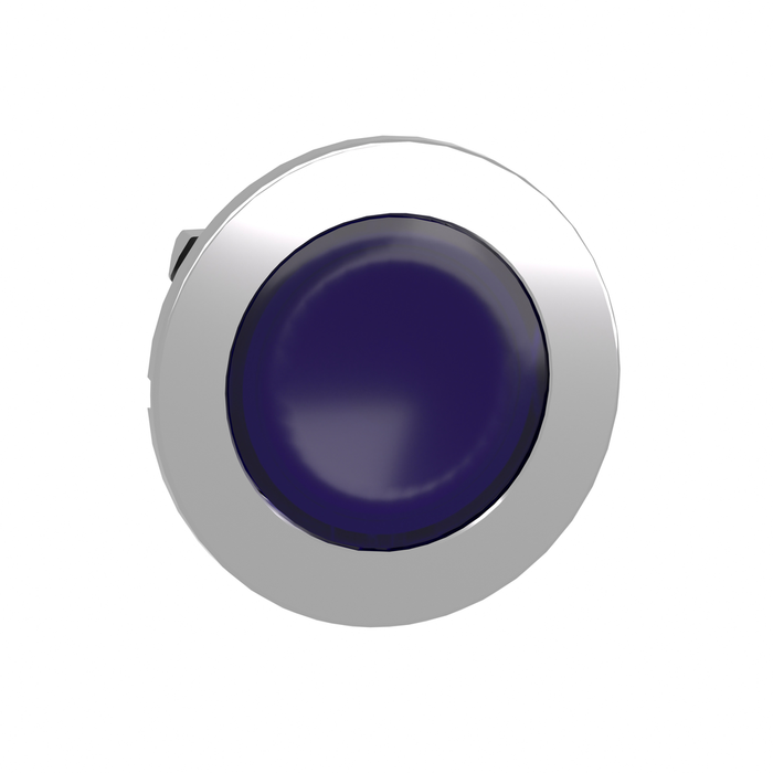 Head for pilot light, Harmony XB4, metal, blue flush mounted, 30mm, universal LED, plain lens