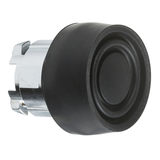 ZB4BP2S - Push button head, Harmony XB4, metal, flush, black, 22mm, spring return, coloured boot, unmarked