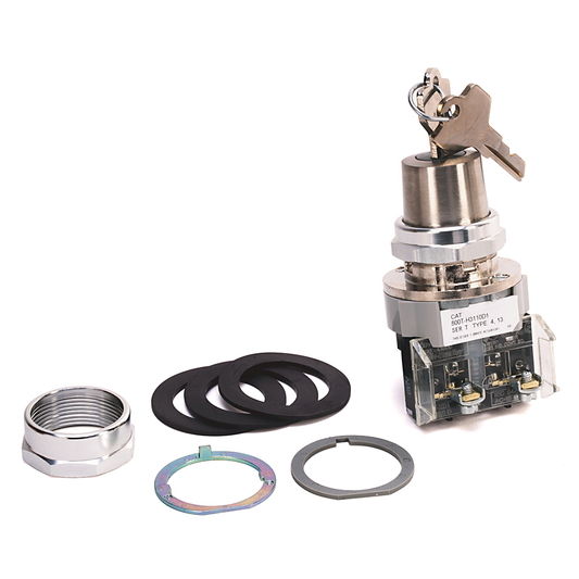 800T-H3114B - Interruptor de selección de cerradura de cilindro de 2 posiciones, tipo 4/13, 30,5 mm, mantenimiento, bloqueo izquierdo, llave estándar, llave D118, 2 NA-2 NC