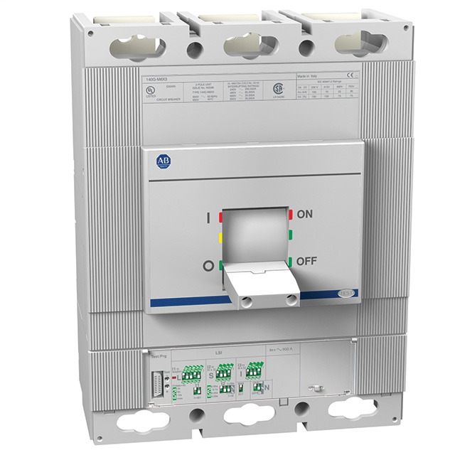 140G-M0H3-D80 - 140G - Molded Case Circuit Breaker, M frame, 100 kA, LSI (electronic), 3 Poles, Rated Current 800 A (80% Rated)