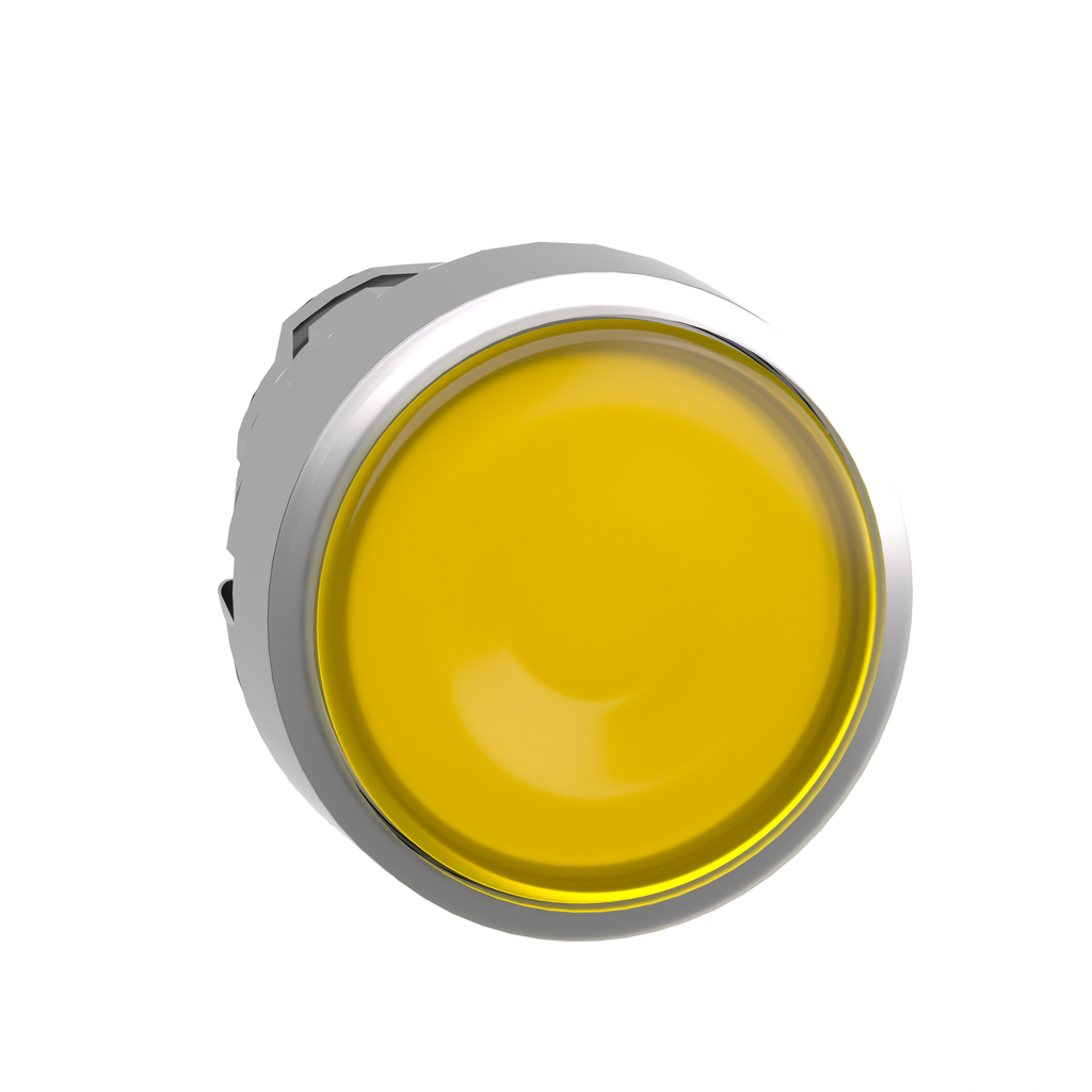 ZB4BW383 - Cabezal para pulsador iluminado, Harmony XB4, metal, amarillo, 22 mm, LED universal, retorno por resorte, lente lisa