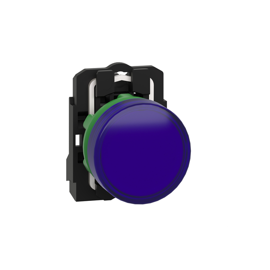 XB5AVG6 - Luz piloto, Harmony XB5, plástico gris, azul, 22 mm, LED universal, lente lisa, 110…120 V CA